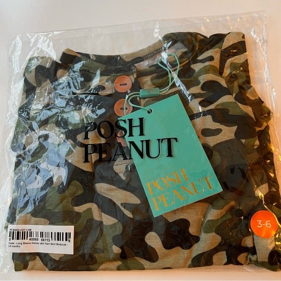 NWT Posh Peanut Cadet Long Sleeve Henley Twirl Skirt Bodysuit size 3-6 months - Picture 2 of 3